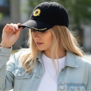 NWOT Simply Southern Black Cap with Sunflower Embroidery